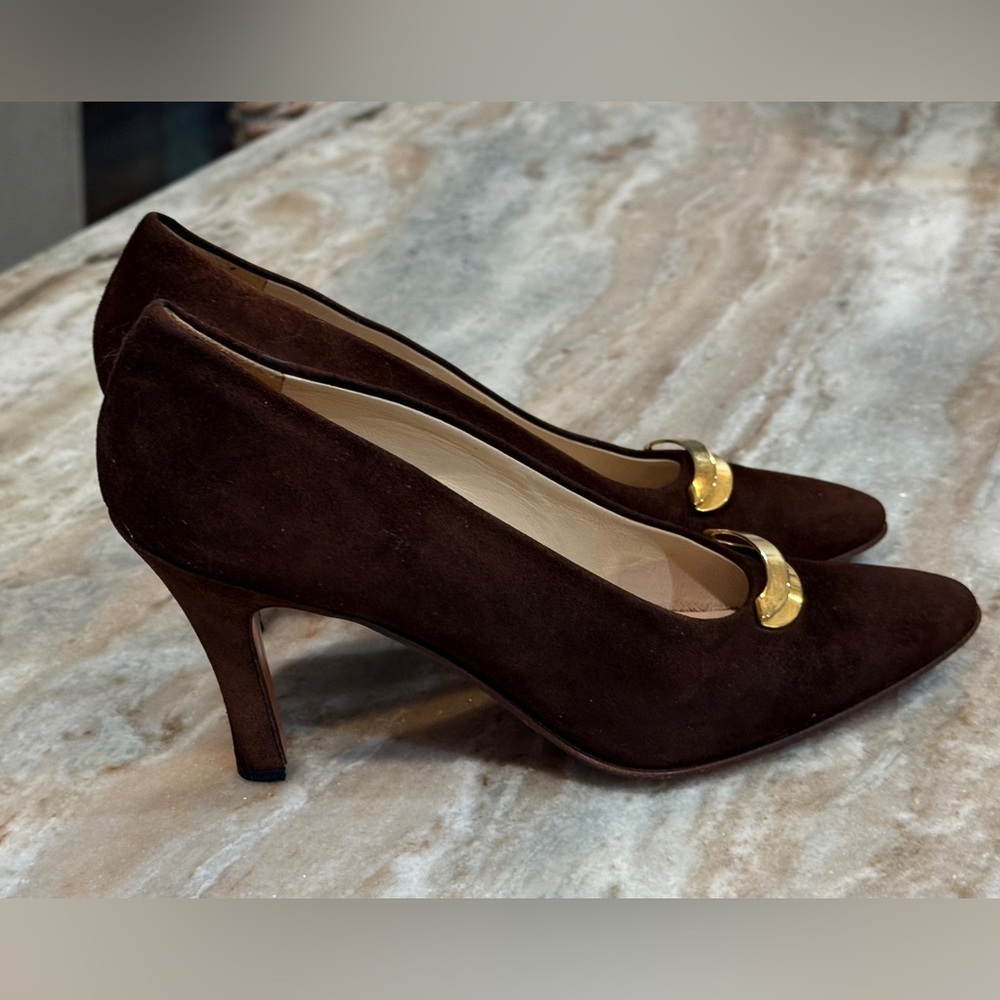 Women’s BALLY Vintage Jeneffe Brown suede pumps- Size 7 - Picture 2 of 6